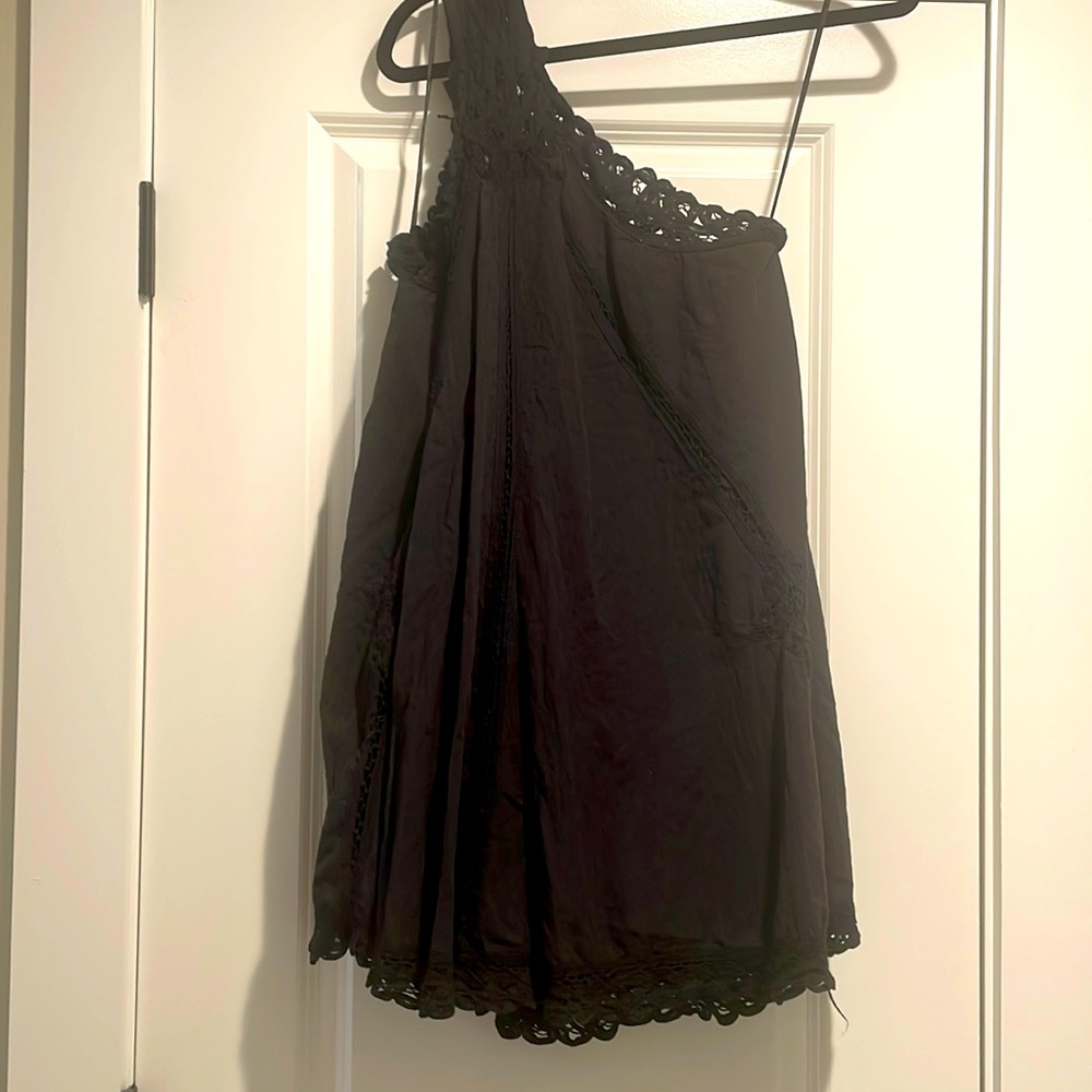 Free People Women's Black Billie Battenburg One-shoulder Dress